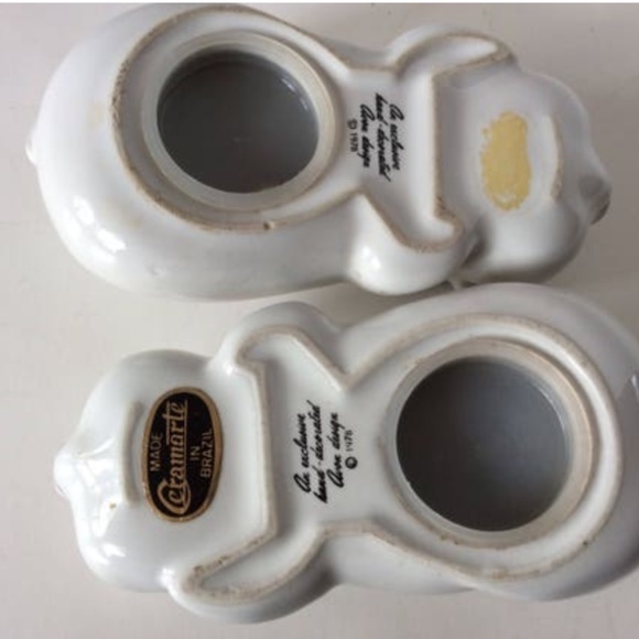 Vintage Set of 2 Avon Pig Potpourri Holders Hand-Decorated Floral Design 1978 - Picture 2 of 3